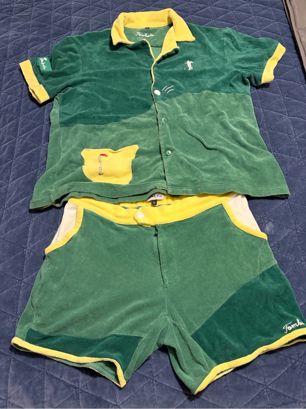 Tombolo Green and Yellow Terry Set